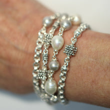 Michael Dawkins Four-Strand Sterling Silver and Pearl 7" Bracelet