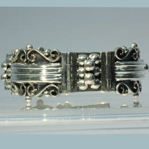 Distinctive Sculpted Hinged Bracelet in Sterling Silver