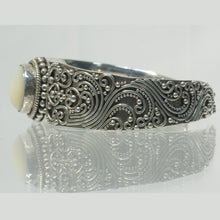 Beautiful Decorated Cuff Bangle in Sterling Silver with Mother of Pearl