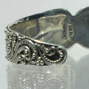 Beautiful Decorated Cuff Bangle in Sterling Silver with Mother of Pearl