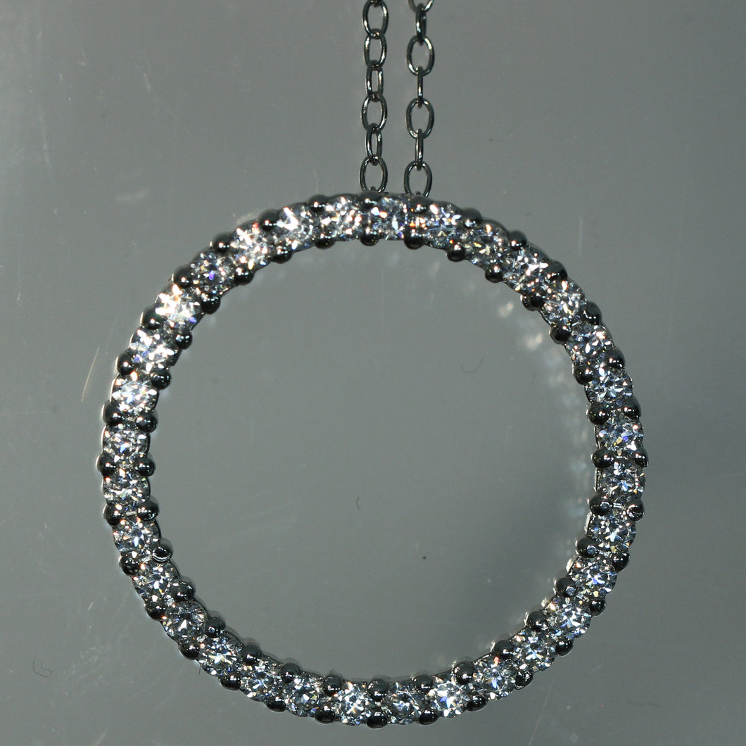 Simple Circle Pendant in Silver and CZ