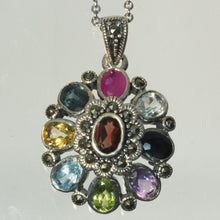 A Pendant of Rainbow Gemstones in Sterling Silver