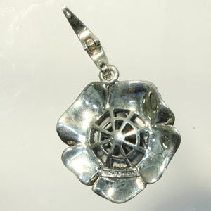 Sterling Silver Rose Pendant in Markasite