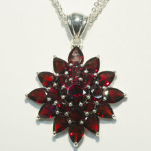 Garnet Sunburst Pendant in Sterling Silver