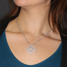 White Gold Diamond Filigree 1-Carat Pendant with Beaded Accent Double Chain