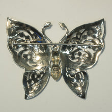 Large Sterling Silver Butterfly Brooch with Marcasites