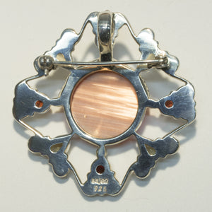 Sunface Gemstone Pin/Pendant in Sterling Silver by Sajen