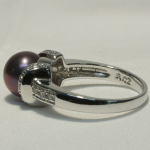 Peacock Pearl and CZ Silver Ring